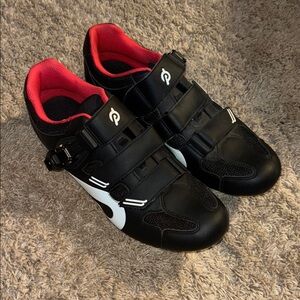 Peloton Black and Red Athletic Shoes with Velcro Straps